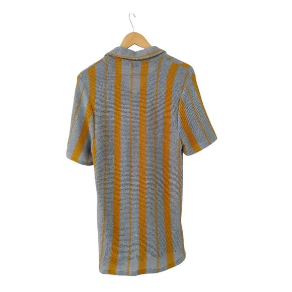 Zara Men Knit Polo with Blue and Yellow Stripes. Size M - Picture 3 of 13